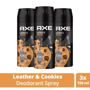 3 Adet Axe Erkek Sprey Deodorant Leather & Cookies 48 Saat Etkileyeci Koku 150 ml
