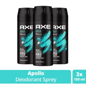 3 Adet Axe Erkek Sprey Deodorant Apollo 48 Saat Etkileyici Koku Vücut Spreyi 150 ml