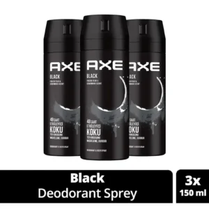 3 Adet Axe Erkek Deodorant & Bodyspray Black 48 Saat Etkileyici Koku Vücut Spreyi 150 ml
