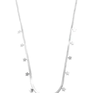 Yıldız Ezme Zincir Kolye - 45cm - Gümüş