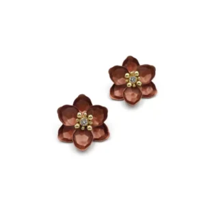 Lotus Çiçek Küpe - Kahverengi
