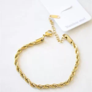 Burgu Çelik Bileklik 3mm - Altın