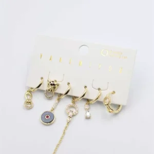 Taşlı Set Küpe - Altın