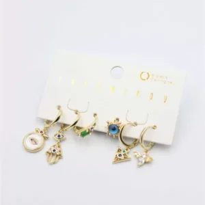 Taşlı Set Küpe - Altın