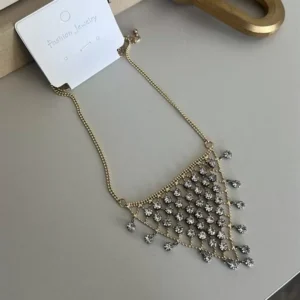 Taşlı Üçgen Kolye - Altın