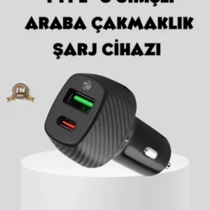 Araç Tipi Hızlı Şarj Adaptörü Type-c Pd Usb Çift Port Kompakt