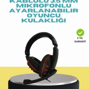 Kırmızı Işıklı Oyuncu Kulaklığı Kablolu Mikrofonlu Profesyonel