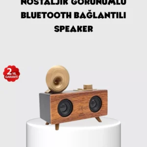 Retro Gramofon Tasarımlı Bluetooth Hoparlör – 3d Stereo Ses, 1800 Mah Batarya