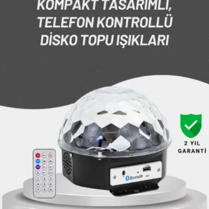 Uzaktan Kumandalı Rgb Led Disko Topu Bluetooth Hoparlörlü