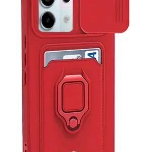 Newface Xiaomi Redmi Note 13 Pro 5g Kılıf Zuma Kartvizitli Yüzüklü Silikon - Kırmızı