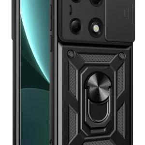 Newface Xiaomi Poco M6 Pro 4g Kılıf Pars Lens Yüzüklü Silikon - Siyah