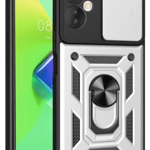 Newface İnfinix Hot 30 4g Kılıf Pars Lens Yüzüklü Silikon - Gümüş