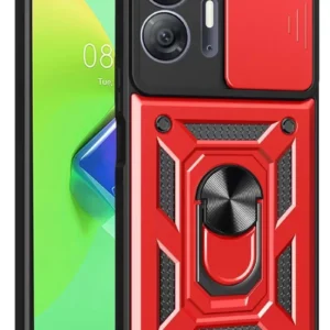 Newface İnfinix Hot 30 5g Kılıf Pars Lens Yüzüklü Silikon - Kırmızı