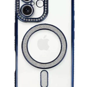 Newface İphone 16 Plus Kılıf Joke Simli Magneticsafe Kılıf - Lacivert