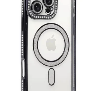 Newface İphone 16 Pro Kılıf Joke Simli Magneticsafe Kılıf - Siyah