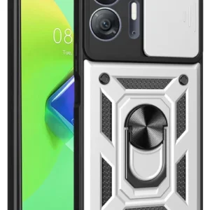 Newface İnfinix Hot 30 5g Kılıf Pars Lens Yüzüklü Silikon - Gümüş