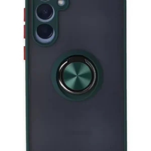 Newface Samsung Galaxy A35 5g Kılıf Montreal Yüzüklü Silikon Kapak - Yeşil