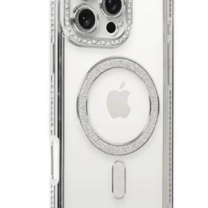 Newface İphone 16 Pro Kılıf Joke Simli Magneticsafe Kılıf - Gümüş