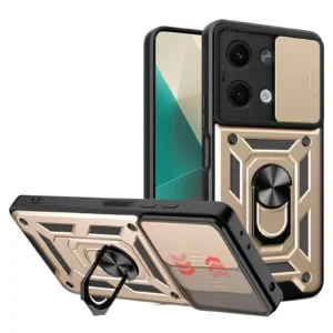 Newface Xiaomi Poco X6 Kılıf Pars Lens Yüzüklü Silikon - Gold