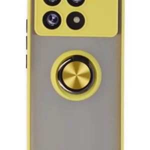 Newface Xiaomi Poco X6 Pro Kılıf Montreal Yüzüklü Silikon Kapak - Sarı