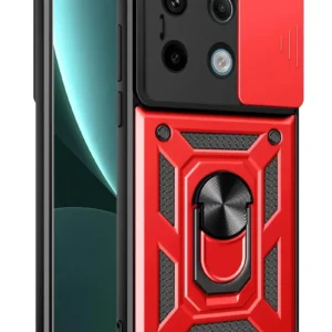 Newface Xiaomi Poco X6 Pro Kılıf Pars Lens Yüzüklü Silikon - Kırmızı