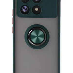 Newface Xiaomi Poco X6 Pro Kılıf Montreal Yüzüklü Silikon Kapak - Yeşil
