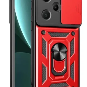 Newface Xiaomi Redmi Note 13 Pro Plus Kılıf Pars Lens Yüzüklü Silikon - Kırmızı