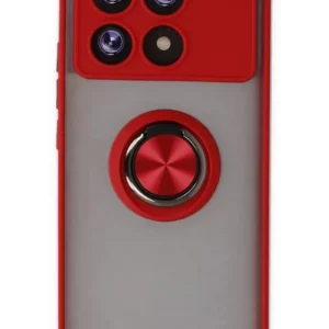 Newface Xiaomi Poco X6 Pro Kılıf Montreal Yüzüklü Silikon Kapak - Kırmızı