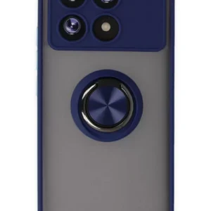 Newface Xiaomi Poco X6 Pro Kılıf Montreal Yüzüklü Silikon Kapak - Lacivert