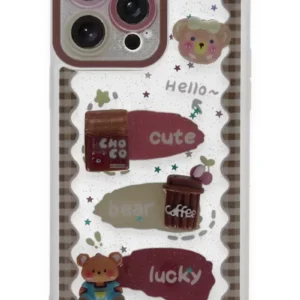 Newface İphone 14 Pro Max Kılıf Sweet Desenli Silikon Kapak - Şeffaf