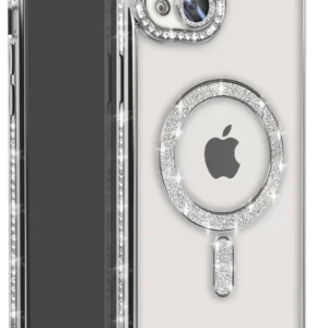 Newface İphone 14 Kılıf Joke Simli Magneticsafe Kılıf - Gümüş