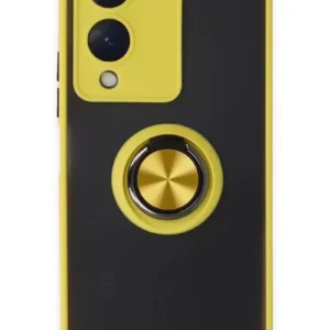 Newface Vivo Y17s Kılıf Montreal Yüzüklü Silikon Kapak - Sarı