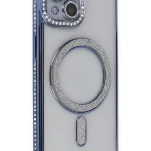 Newface İphone 13 Kılıf Joke Simli Magneticsafe Kılıf - Mavi