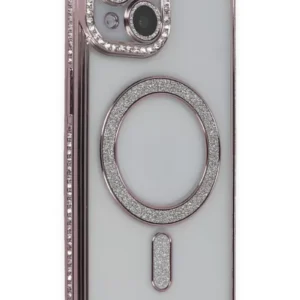 Newface İphone 13 Kılıf Joke Simli Magneticsafe Kılıf - Pembe