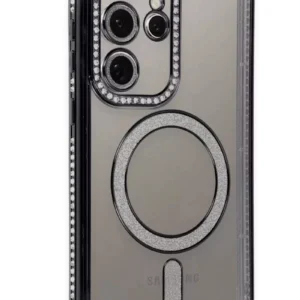 Newface Samsung Galaxy S24 Ultra Kılıf Joke Simli Magneticsafe Kılıf - Siyah