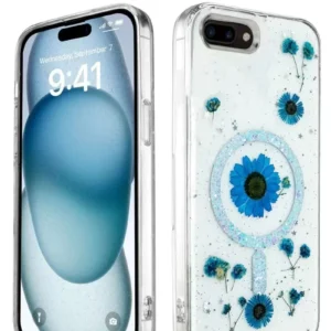 Newface İphone 7 Plus Kılıf Daisy Simli Magsafe Kapak - Mavi