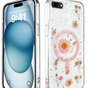 Newface İphone 7 Plus Kılıf Daisy Simli Magsafe Kapak - Pembe