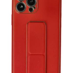 Newface İphone 13 Pro Max Kılıf Coco Deri Standlı Kapak - Kırmızı