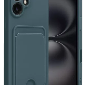 Newface İphone 16 Kılıf Kelvin Kartvizitli Silikon - Koyu Yeşil