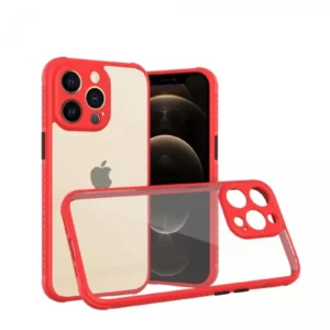 Newface İphone 13 Pro Kılıf Miami Şeffaf Silikon - Kırmızı