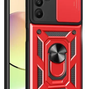 Newface Samsung Galaxy M15 Kılıf Pars Lens Yüzüklü Silikon - Kırmızı