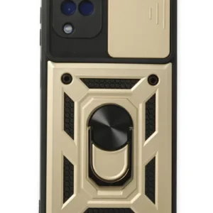 Newface Samsung Galaxy A22 Kılıf Pars Lens Yüzüklü Silikon - Gold