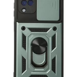 Newface Samsung Galaxy A22 Kılıf Pars Lens Yüzüklü Silikon - Yeşil