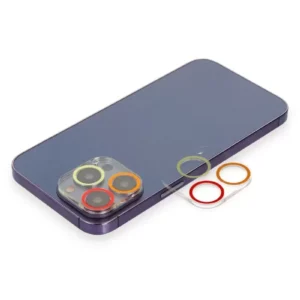 Newface İphone 12 Pro Renkli Kamera Lens Koruma Cam - Turuncu-kırmızı