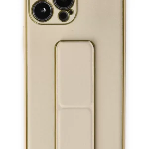 Newface İphone 13 Pro Kılıf Coco Deri Standlı Kapak - Gold