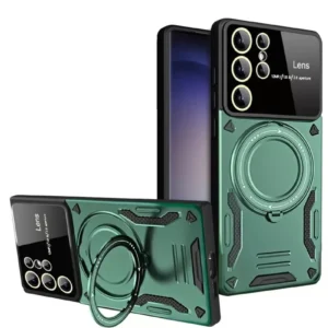 Newface Samsung Galaxy S24 Ultra Kılıf Joy Lens Standlı Kapak - Koyu Yeşil