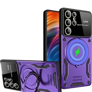 Newface Samsung Galaxy S24 Ultra Kılıf Joy Lens Standlı Kapak - Mor