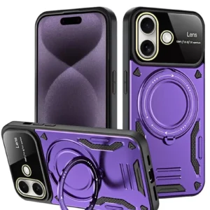 Newface İphone 16 Kılıf Joy Lens Standlı Kapak - Mor