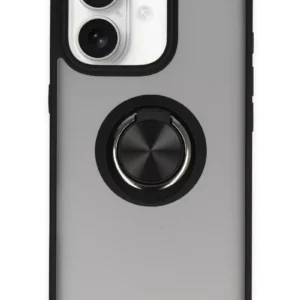 Newface İphone 16 Kılıf Montreal Yüzüklü Silikon Kapak - Siyah