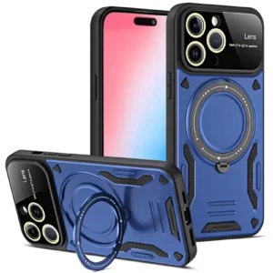 Newface İphone 16 Pro Kılıf Joy Lens Standlı Kapak - Lacivert